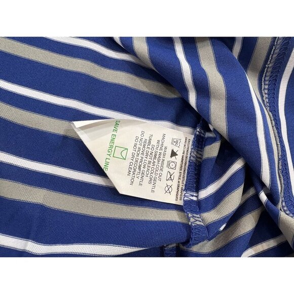 MAJESTIC COOL BASE LA DODGERS MENS GOLF POLO SHIRT BLUE GRAY WHITE STRIPED 2XL - Picture 5 of 5